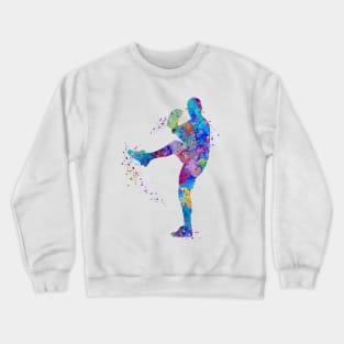 Baseball Boy Pitcher Watercolor Crewneck Sweatshirt